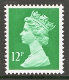 1971 12p Emerald with underprint SG x896eu variety 1 right phosphor band